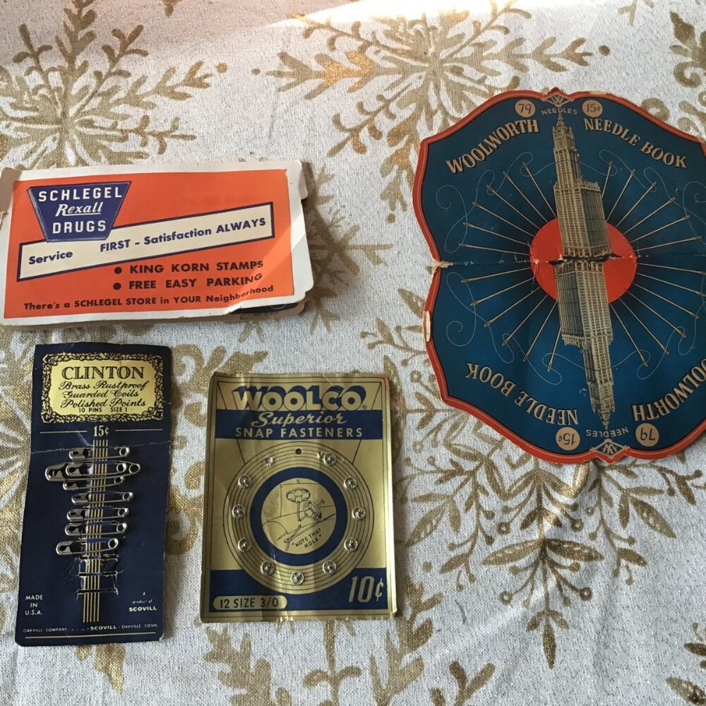 Lot of 4 Vintage Sewing Needle Books - Pin Card - Snap Card